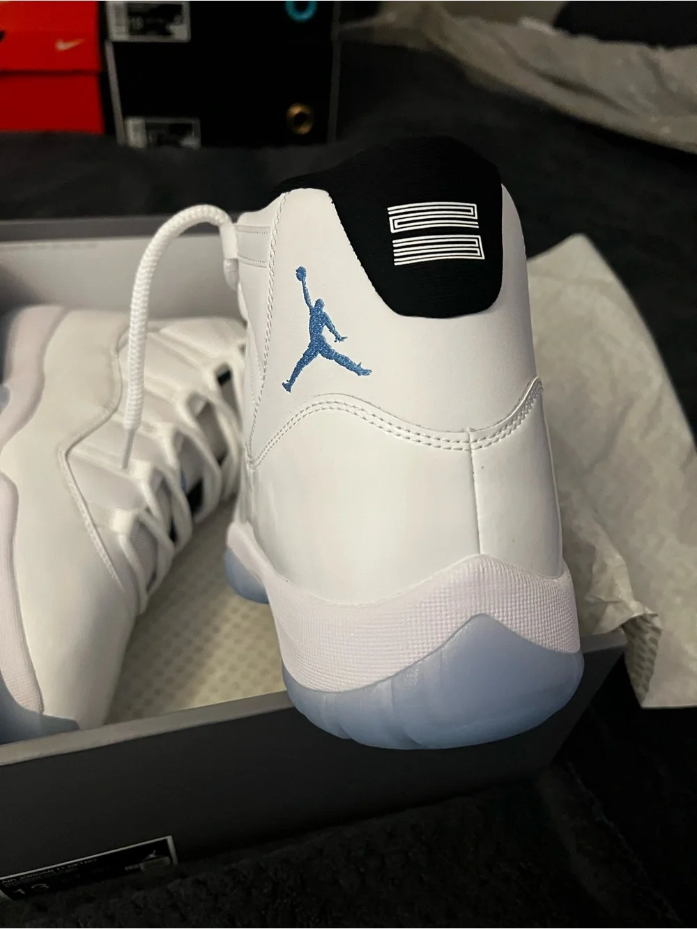 Jordan 11 Retro Men’s White/Icy Blue High-Top Sneakers